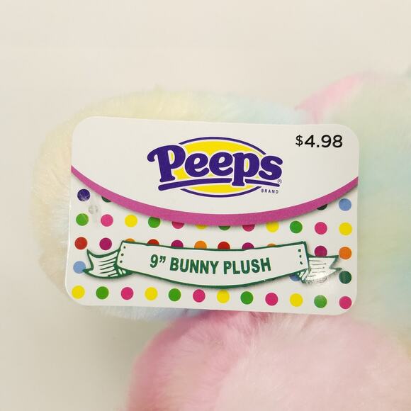 Peeps Bunny Plush 9" Cotton Candy & 6" Yellow Stuffed Animal Toy Lot 2 Just Born - Picture 11 of 13